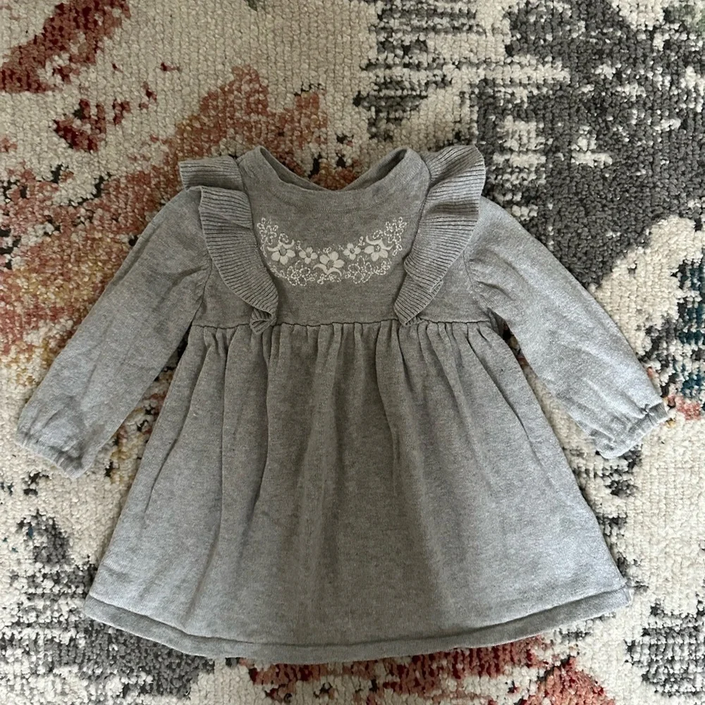 Baby Girl Embroidered Floral Knit Sweater Dress 6 Months Carter’s